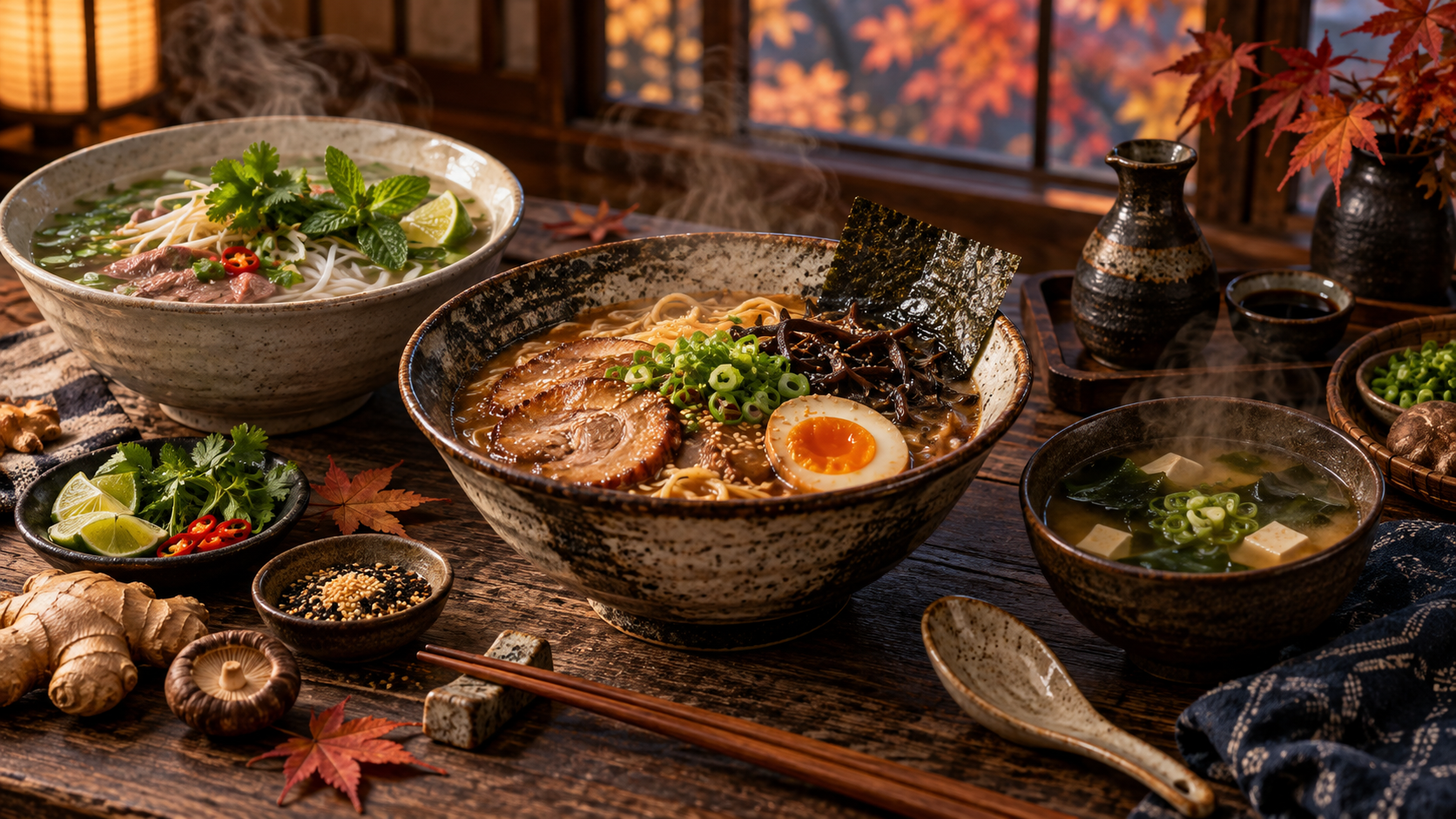 Rozgrzewające zupy azjatyckie na jesień — ramen, pho i miso
