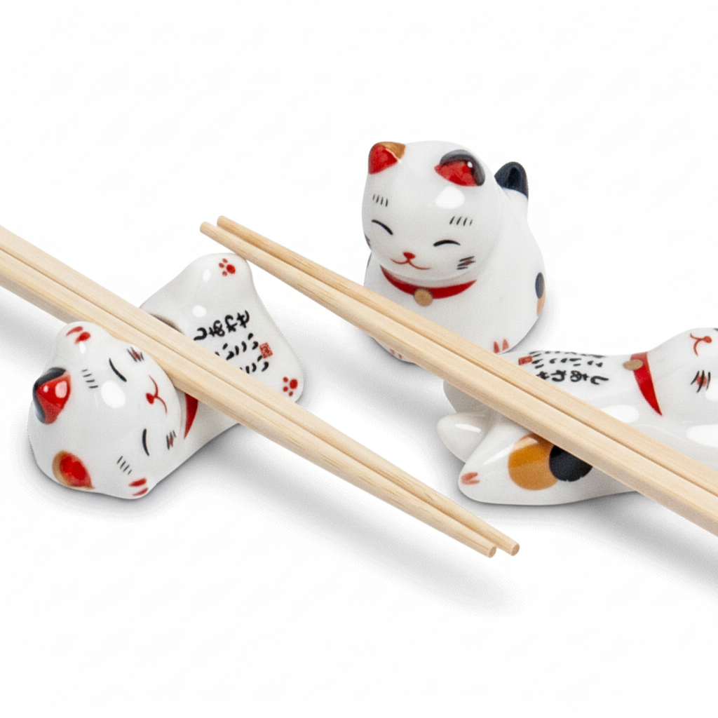Ceramiczna podstawka pod pałeczki Maneki-Neko – Kotek Edo Japan