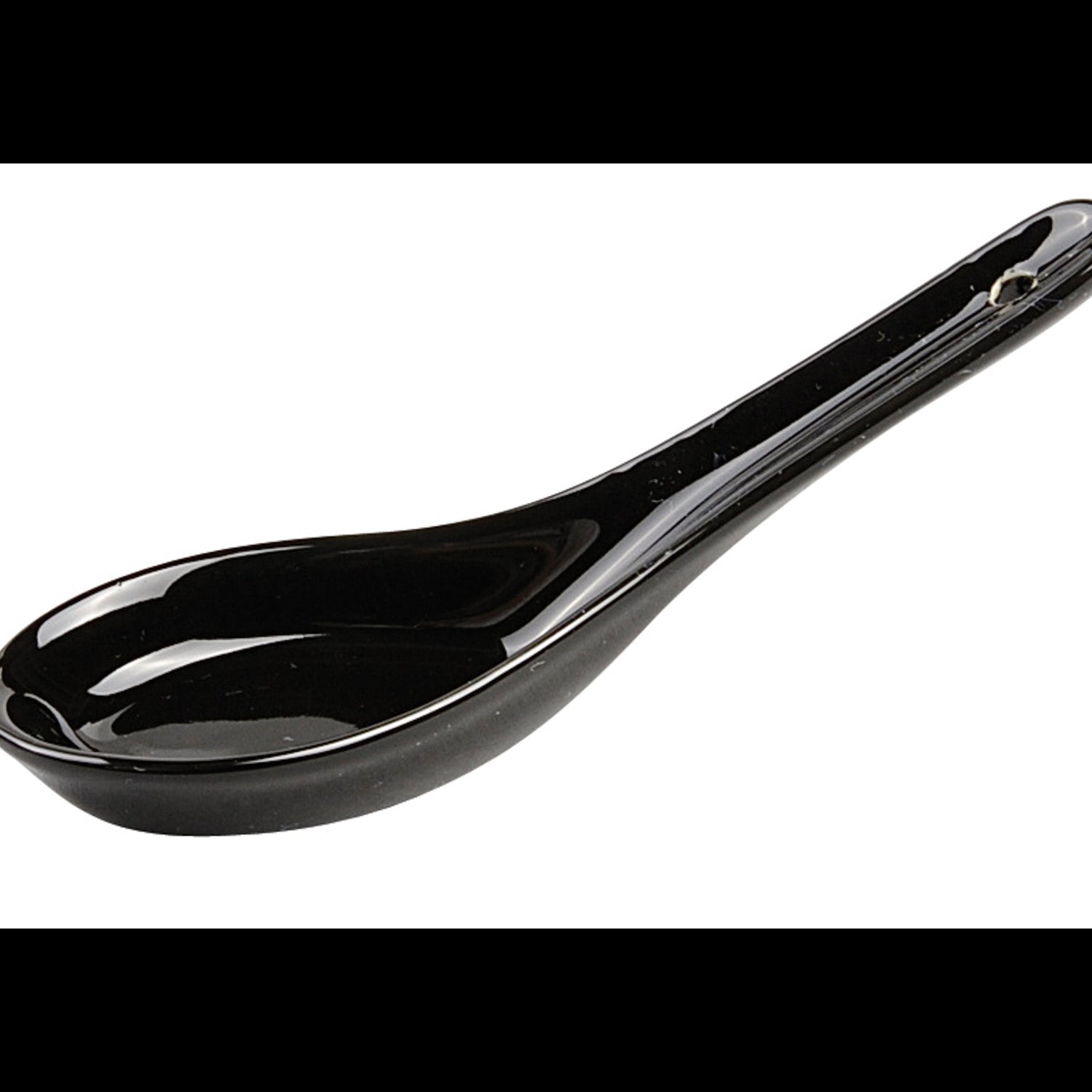 Ceramiczna Łyżka Azjatycka do Zup Black Połysk 13,5 cm