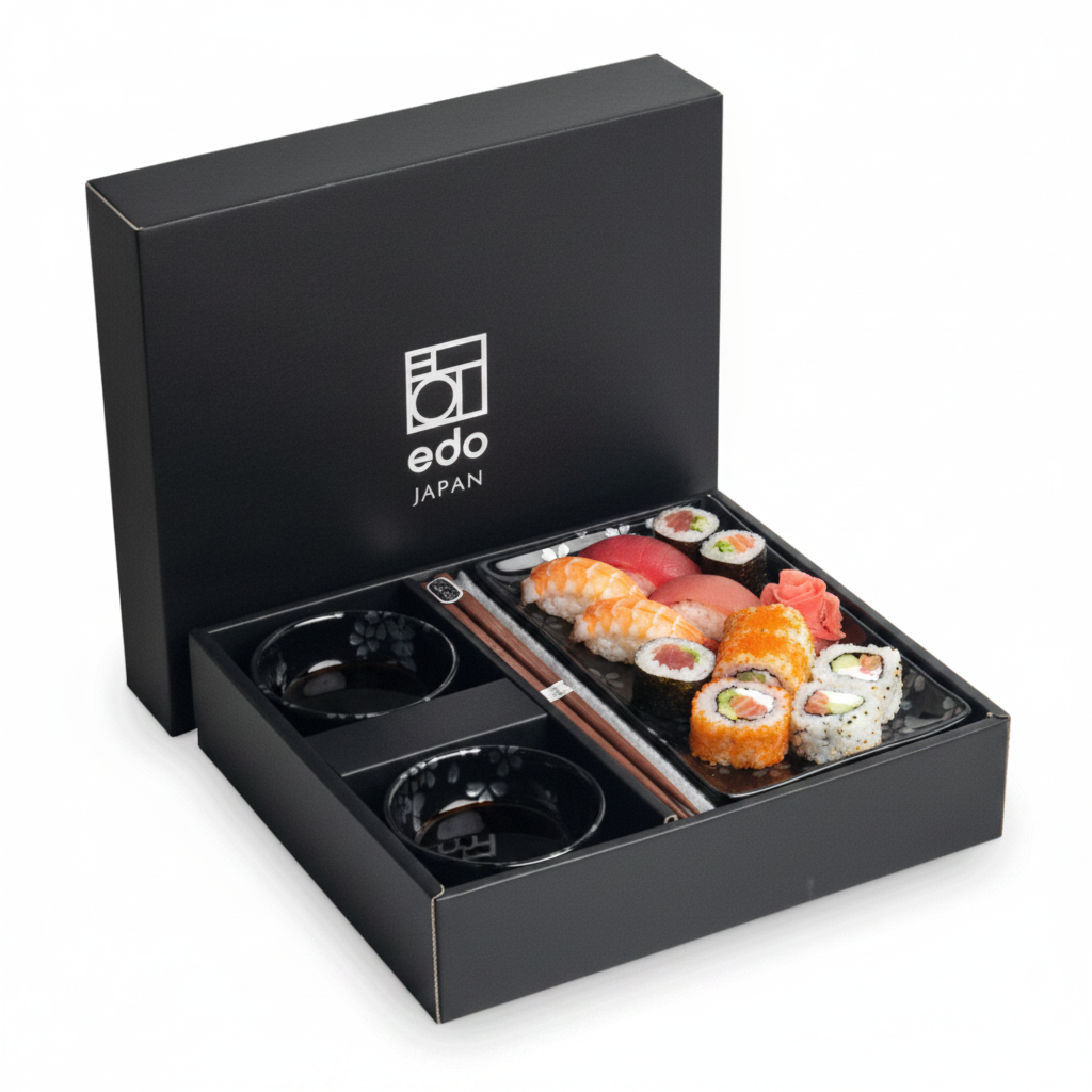 Ceramiczny zestaw do sushi Edo Japan Anemone Black dla 2 osób