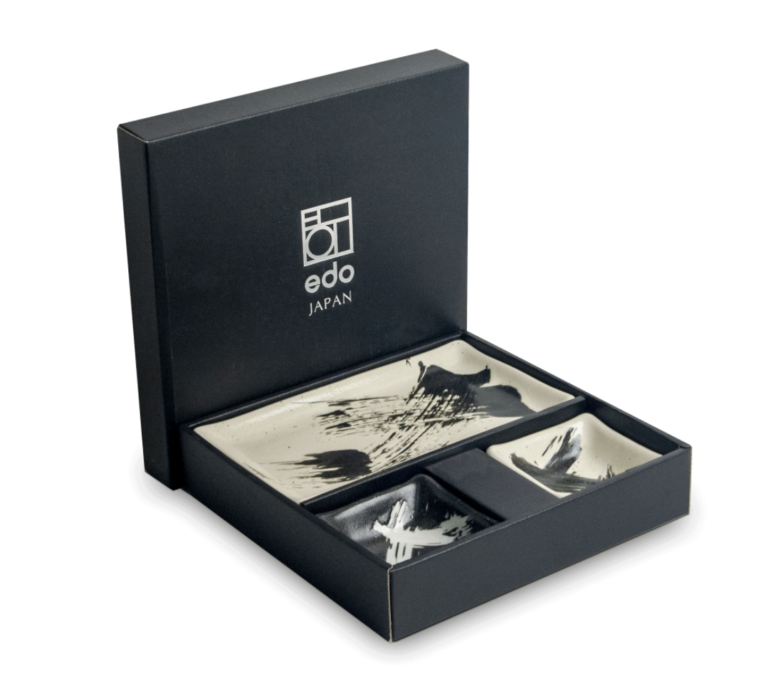 Ceramiczny zestaw do sushi Edo Japan Kaligraf dla 2 osób