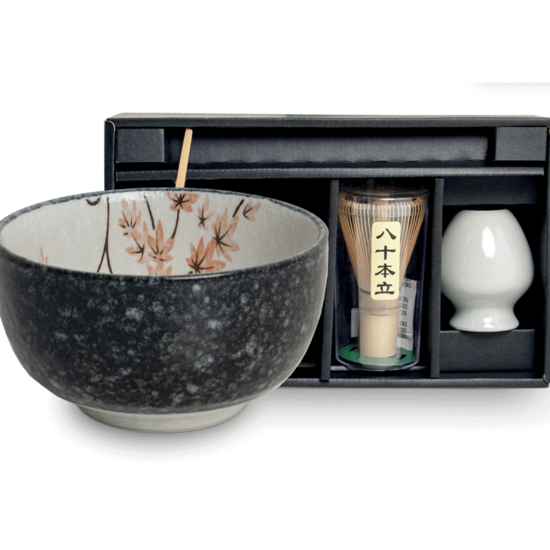 Edo Japan Acerleaf Zestaw do Ceremonii Herbaty Matcha (4 elementy) – Chawan, Chasen i Stojak