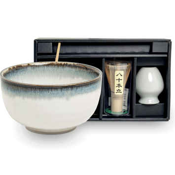 Edo Japan Aurora Zestaw do Ceremonii Herbaty Matcha (4 elementy) – Chawan, Chasen i Stojak