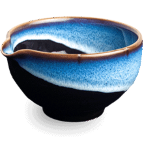 Japońska Czarka Katakuchi Matchawan do Herbaty Matcha – Ocean Blue (13 x 8 cm)