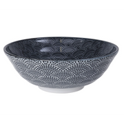 Japońska Porcelanowa Miska do Ramenu Tokyo Design Studio Nippon Black Dots Wave 1000ml