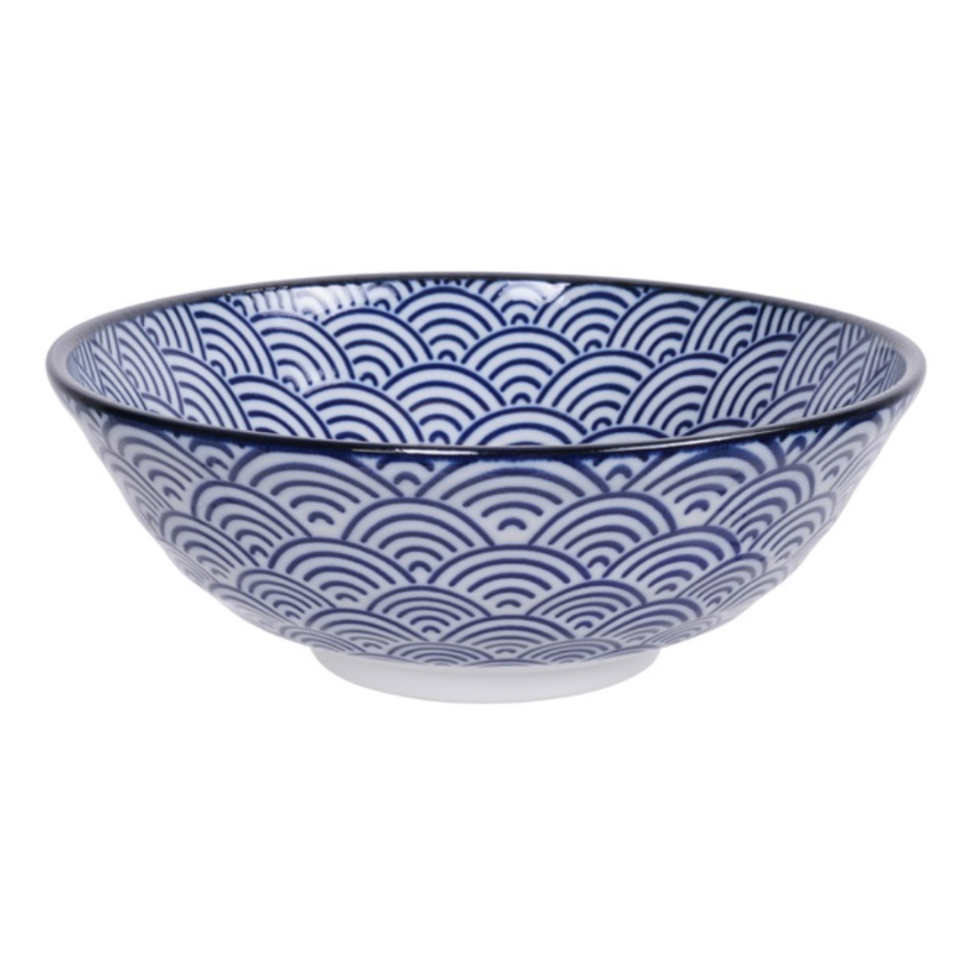 Japońska miska do ramenu Tokyo Design Studio Nippon Blue Fale (1000 ml)