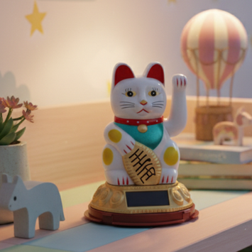 Japoński Kot Szczęścia Maneki-Neko Solarny – 12 cm