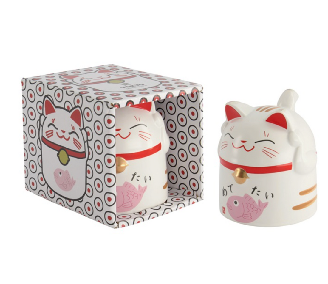 Japoński Kubek Ceramiczny Maneki Neko 200 ml z Pudełkiem

