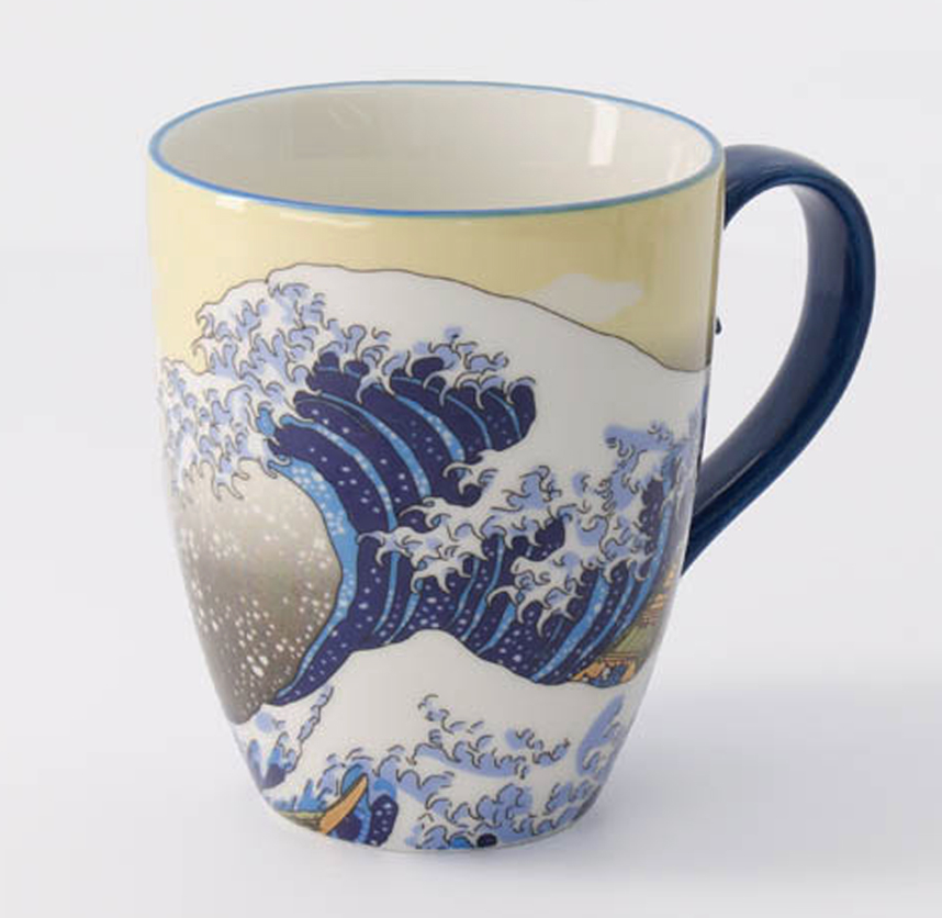 Japoński Kubek Porcelanowy Kawaii Hokusai Wielka Fala 380 ml&nbsp;