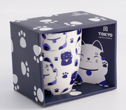 Japoński Porcelanowy Kubek Kawaii Blue Lucky Cat 380 ml – Tokyo Design Studio
