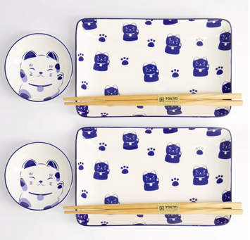 Japoński Zestaw do Sushi dla 2 osób Blue Maneki Neko – Tokyo Design Studio