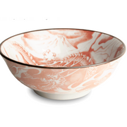 Porcelanowa Japońska Miska do Ramenu Dragon red 20,5 cm