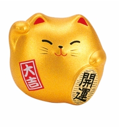 Maneki neko - japoński kotek szczęścia - złoty 6 cm